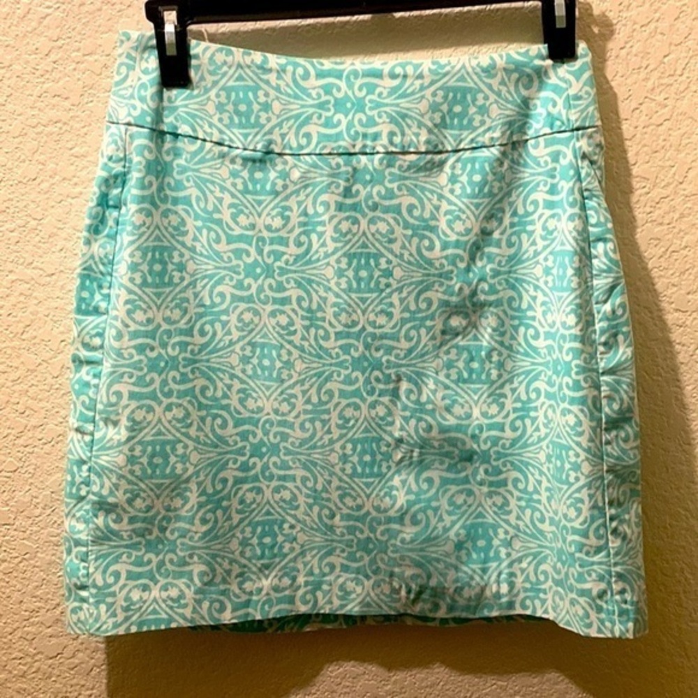 Elegant Aqua Patterned Skirt lulu-b